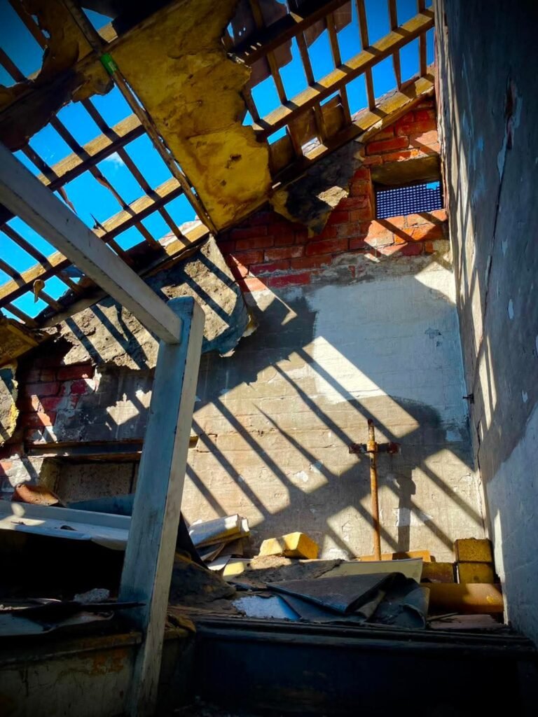 Fire damaged buildings strip outs